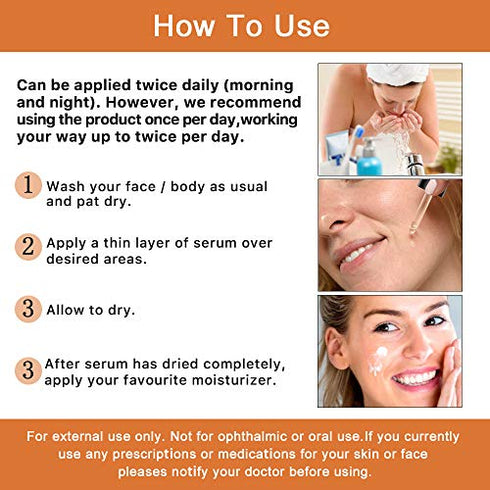 Premium 20% Vitamin C Serum For Face with Hyaluronic Acid, Retinol & Amino Acids - Boost Skin Collagen, Brighten Hydrate & Plump Skin, Anti Aging & Wrinkle Facial Serum