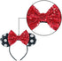 2 Pcs Mouse Ears Bow Headbands, Shiny Sequin Bow Headbands Classic Red Mouse Ears Headbands for Adult Women Girls