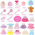 Baby Doll Clothes Fits 12'' 13'' 14'' 15''Bitty Girl Alive Baby Doll Clothes Diapers 360°Sewing Dresses for with Doll Nappies, Milk Bottle, Nipple, and Doll Accessories Pack of 25 Bag Set