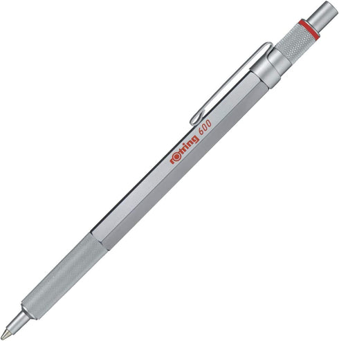 Rotring 600 Ballpoint Pen, Medium Point, Black Ink, Silver Barrel, Refillable, 1 Count (Pack of 1)