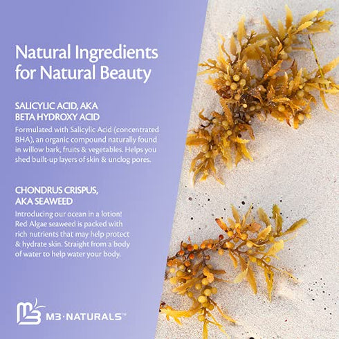 M3 Naturals 2% BHA Lotion Salicylic Acid Exfoliant - Skin Care Face Exfoliator & Pore Cleaner for Smooth Skin Tone - Reduce Appearance of Blackheads, Fine Lines, Large Pores & Wrinkles 4 oz