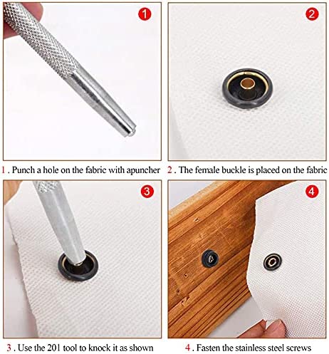 Snap Fasteners Kit, 120 Pcs Stainless Steel Marine Screws Snaps Button Setting Machine, Heavy Duty Replacement Snap Buttons, Snap Fastener Setter Tool Repair Kit for Leather, Boat Canvas Cover, Cloth