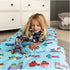 Wildkin Kids Floor Lounger for Boys and Girls, Travel-Friendly and Perfect for Sleepovers,Requires 4 Standard Size Pillows (Not Included),Measures 69.5 x 27 Inches (Trains, Planes and Trucks)