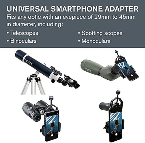 Celestron – Smartphone Photography Adapter for Telescope – Digiscoping Smartphone Adapter – Capture Photos and Video Through Your Telescope or Spotting Scope Eyepiece