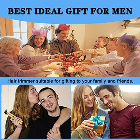 LEESION Hair Clippers for Men,Professional Hair Trimmer Cordless Hair Clipper Zero Gapped T-Blade Beard Trimmer, Hair Trimmer for Men Rechargeable Grooming Kit with Guide Combs Gifts for Men(Gold)
