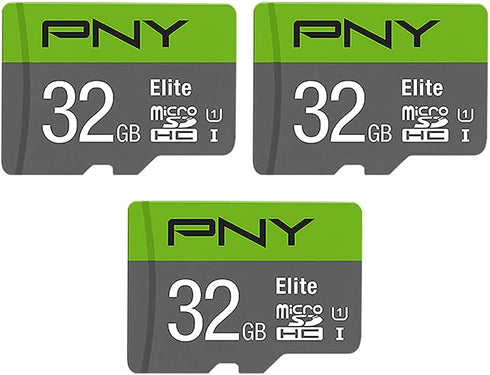 PNY 32GB Elite Class 10 U1 microSDHC Flash Memory Card 3-Pack - 100MB/s, Class 10, U1, Full HD, UHS-I, micro SD