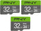 PNY 32GB Elite Class 10 U1 microSDHC Flash Memory Card 3-Pack - 100MB/s, Class 10, U1, Full HD, UHS-I, micro SD