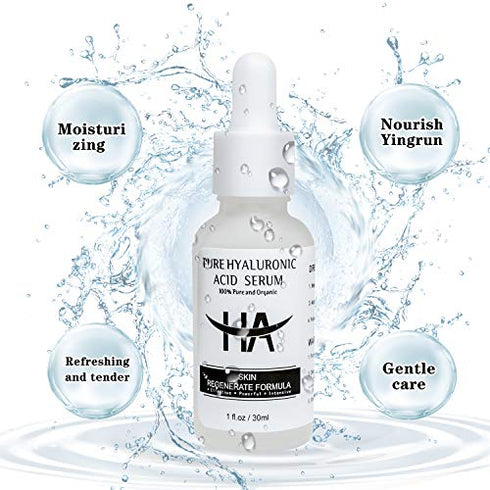 Hyaluronic Acid Face Serum - with Nicotinamide and Aloe Extract 100% Pure Organic Clinical Strength,Natural Anti Aging Anti Wrinkle - 1 fl oz