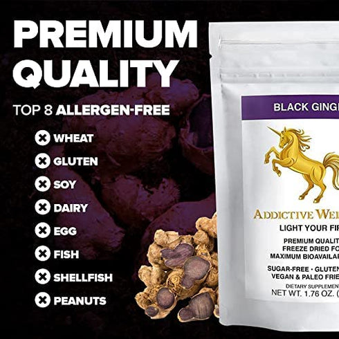 Addictive Wellness Thai Black Ginger Freeze Dried Powder 50g Kaempferia Parviflora Thai Ginseng
