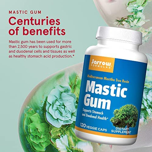 Jarrow Formulas Mastic Gum 1000 mg - 120 Veggie Caps - Natural Formula Supporting Stomach, Duodenal & Oral Health - Dietary Supplement - 60 Servings