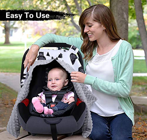 Car Seat Covers for Babies, Breathable Infant Car Seat Cover Baby Car Seat Cover Carseat Canopy with Peekaboo Opening, Newborn Universal Fit Car Seat Cover Baby Essentials for 4 Seasons