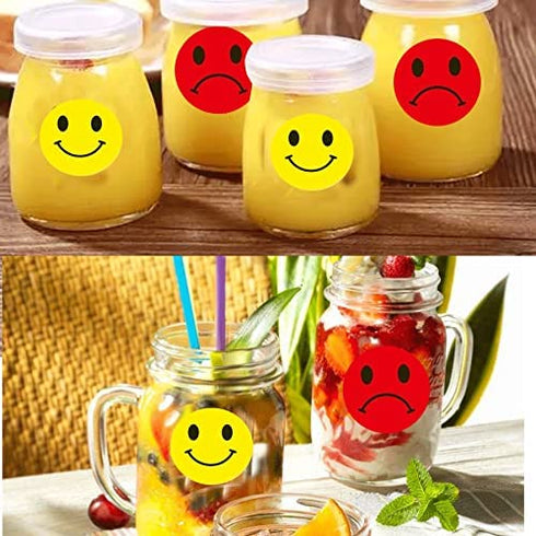 Wootile Yellow Smile Face Happy Stickers and Red Sad Frowny Face Stickers for Teachers 1 Inch Round Smiley Circle Dots 500 Teacher Kids Reward Labels Happy Face Thank You Labels Behavior face Stickers