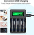 Deleepow 4 Bay Rapid Smart LCD USB AA Battery Charger for AA AAA Lithium Rechargeable Batteries