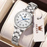 OLEVS Women Watches Gold Silver Stainless Steel Waterproof Analog Large Easy Reader Day Date Watches