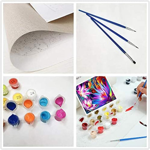 SYNHOK Paint by Numbers for Adults Kids Beginners, Acrylic Painting Kit, Paint by Numbers on Canvas, Drawing Paintwork-Colorful Flower (16x20Inch)