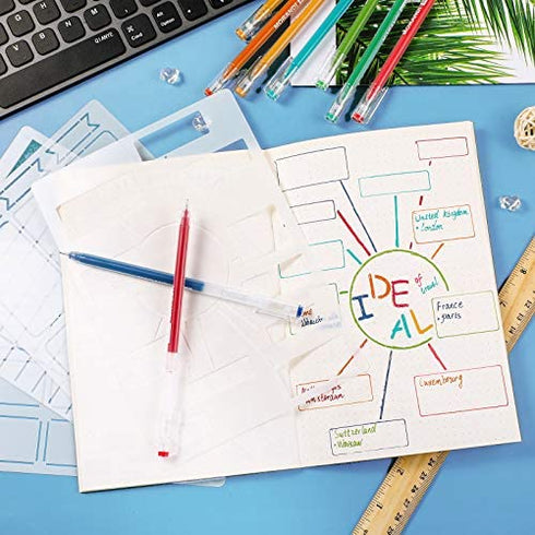 24 Pieces Journal Stencil Set Plastic Planner Bullet Journaling Stencils Ultimate Productivity Stencil DIY Templates to Create Calendars Schedule for A5 Journal Scrapbooking Notebook (Classic Style)