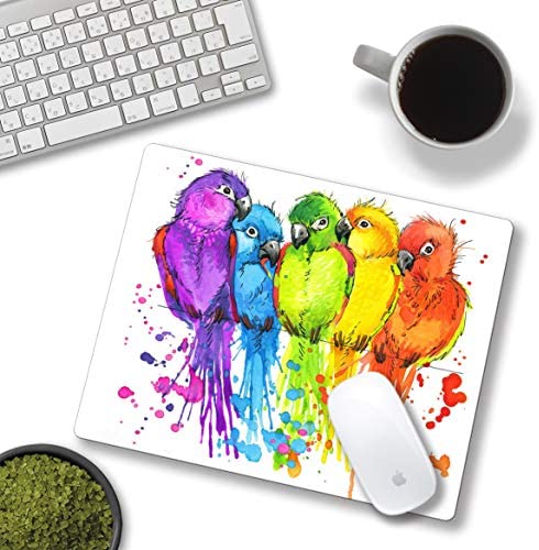 SHALYSONG Mouse pad Small Computer Mouse pad, Watercolor Parrot Mouse pad, Non-Slip Rubber Mouse pad with Personalized Animal Custom Design