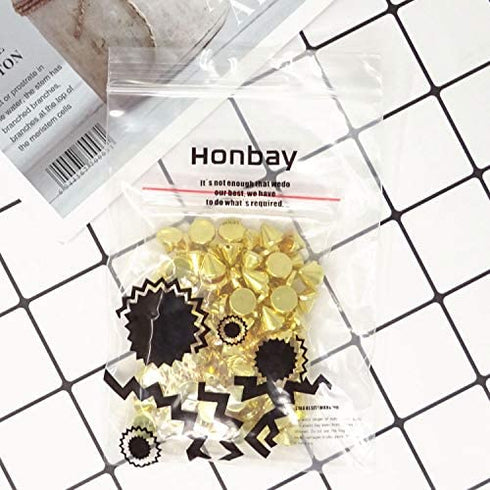 Honbay 100PCS Acrylic Punk Bullet Rivets Cone Spike Studs Beads, Sew on or Glue on (Gold)