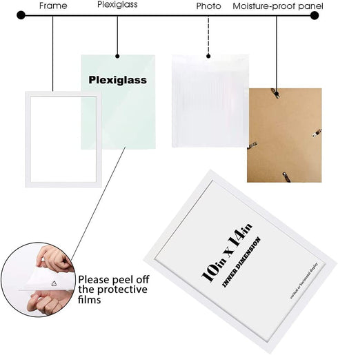 10x14 inch Wall Hanging Wood Picture Frames Diamond Painting Frames Grandad Photo Frame Baby Scan Picture Frames For Family Walls Decoration,Anniversary,Wedding,Christmas,Baby Shower,Housewarming(White)