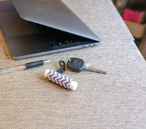Clip-On Neoprene Chapstick Sleeve. 2 Pack Lip Balm Holder in Expressive Colors. (Mint Chevron & Gray Chevron)