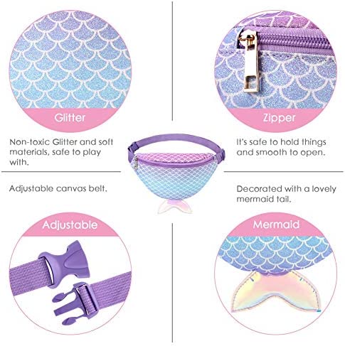 mibasies Mermaid Kids Fanny Pack Waist Bag for Girls Toddler Purse with Belt