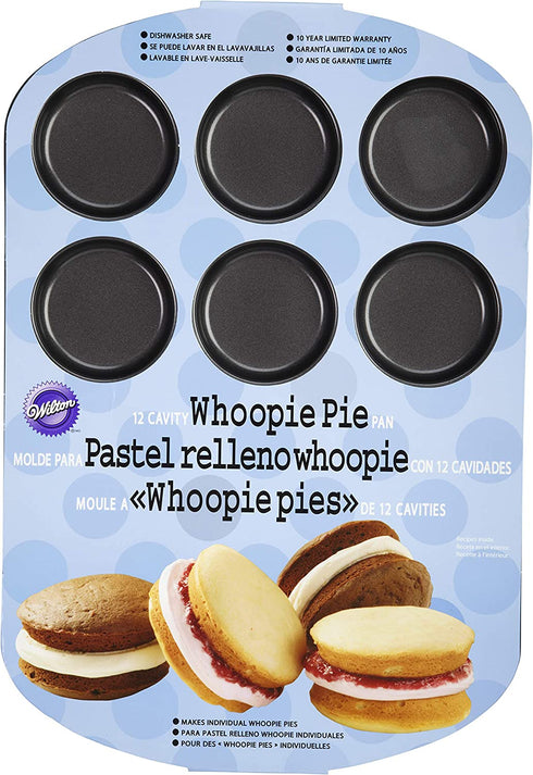 Wilton 12-Cavity Whoopie Pie Baking Pan, Makes Individual 3" Diameter Baked Goods and Treats, Non-Stick and Dishwasher-Safe, Enjoy or Give as Gift, Metal (1 Pan)