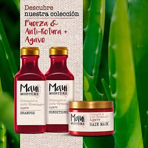 OGX, Maui Moisture Strength AntiBreakage + Moisturizing Agave Conditioner for Color Treated or Chemically Damaged Hair Vegan Silicone ParabenFree SulfateFree Surfactants, hibiscus, 13 Fl Oz