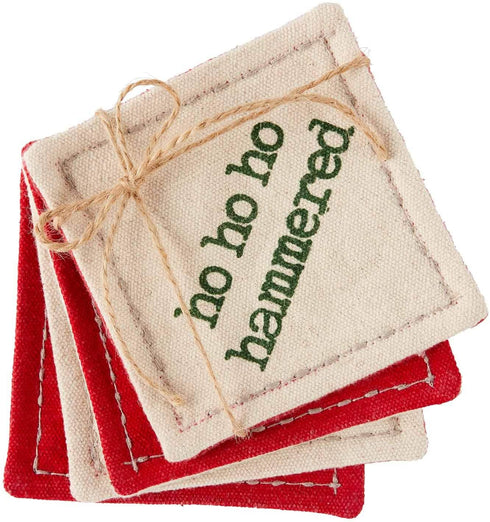 Mud Pie HO HO HO Holiday Coasters, Multicolor, 4" x 4"