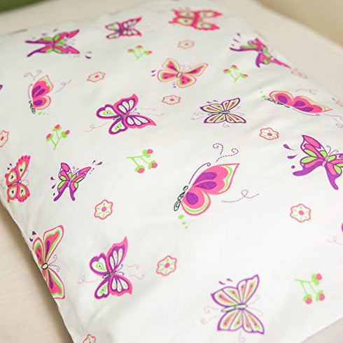BB MY BEST BUDDY Toddler Kids Pillowcase for Boys and Girls - Butterfly/Butterflies 13 x 18 - shrinks to fit - 100% Cotton - Naturally Hypoallergenic and Soft - Designed in USA - Machine Washable