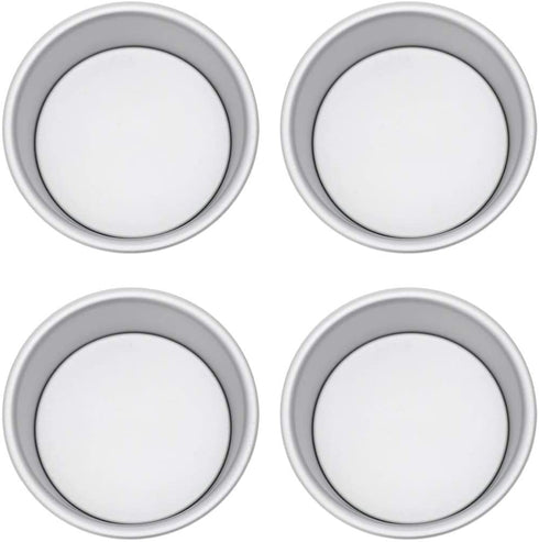 UPKOCH 4pcs Round Cake Pan 4 Inch Cake Pan Aluminum Alloy Removable Bottom Non Stick Bakeware for Baking Cooking Home Restaurant Kitchen