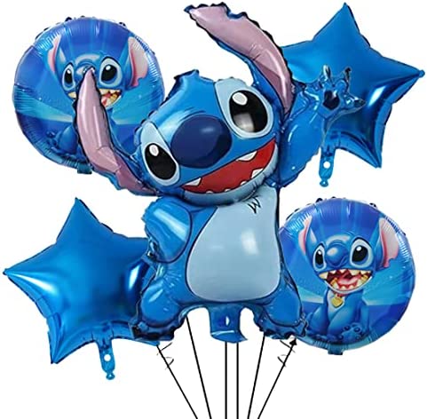 6pcs Lilo and Stitch Aluminum film balloon, Stitch birthday party decoration, children's birthday party supplies decoration