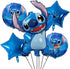 6pcs Lilo and Stitch Aluminum film balloon, Stitch birthday party decoration, children's birthday party supplies decoration