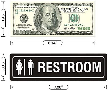 Self-Adhesive Unisex Restroom Sign for Bathroom Toilet Door or Wall Decor, Metal Signs for Business Office and Home, Rust Free Fade Resistant (4 Pack 7 x 2 inches)