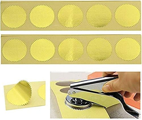 UNIQOOO 100pcs Gold Embossed Foil Blank Certificate Self-Adhesive Sealing Stickers - Perfect for Invitations, Certification, Graduation, Notary Seals, Corporate Seals, and Personalized Monogram Emboss