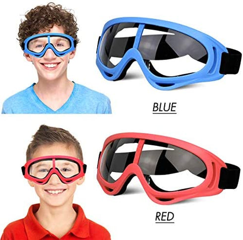 4 Pack Protective Glasses Safety Goggles Eye Shield, Face Glasses for Kids Eye Protection Goggles Compatible with Nerf Guns Foam Blaster Guns Game (Blue & Red)