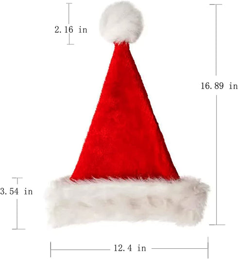 2 pcs Santa Hats Red Fluffy Christmas Santa Hat for Adults Men Women with Plush Brim and Comfort Liner for Plush Christmas Santa Hat Xmas Hat Holiday for Adults Unisex Santa Hat For Party Supplies