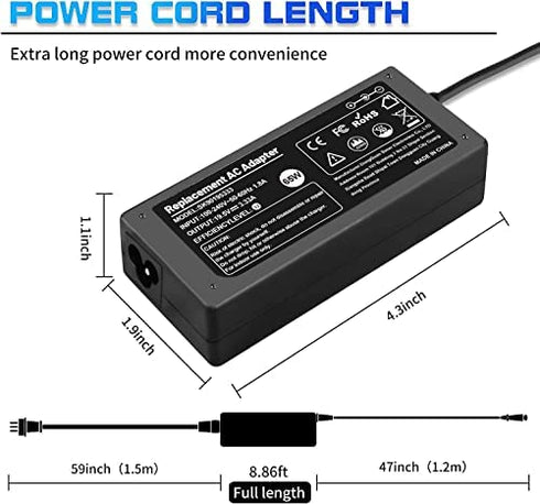 65W Laptop AC Adapter for HP Envy X360 Charger 15-U050CA 15-U002XX Envy 15 15T Chromebook 14 11 G3 G4 G5 EE Series 11-V010WM 11-V020WM 11-V031NR HP Pavilion 11 13 15 Power Supply Cord