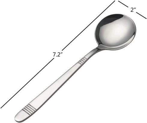 Callyne 12 Piece Round Soup Spoons, Stainless Steel Bouillon Spoon