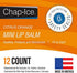 Chap-Ice® | 12-Count Mini Citrus Orange Lip Balm | Lip Balm Pack Fortified with Vitamin E for Dry, Cracked Lips | Made in USA | 12-Count Mini Lip Balm with Citrus Orange Flavor (0.10oz/3g Each)