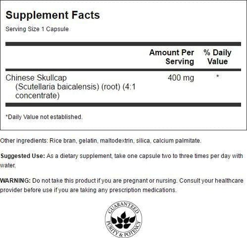 Swanson Full-Spectrum Chinese Skullcap Relaxation Sleep Support 400 Milligrams 90 Capsules
