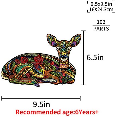 TMCOM Wooden Puzzles Wooden Animals Shaped Puzzles Family Game Play Jigsaw Unique Shaped Wooden Jigsaw Puzzles for Adults and Kids (Deer)