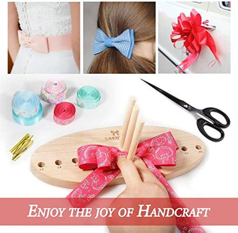Bow Maker for Ribbon, Holiday Wreaths,Wooden Wreath Bow Maker Tool for Creating Gift Bows, Party Decorations, Hair Bows, Corsages, Holiday Wreaths, Various Crafts(Double-Sided)
