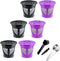 Reusable K Coffee Filter Compatible with K-Cup Keurig Supreme and K Supreme Plus Coffee Brewers, BENFUCHEN Refillable Filters Coffee Capsule Cups Bonus 20 Pcs Coffee Paper Filters, 3 Black 3 Purple,