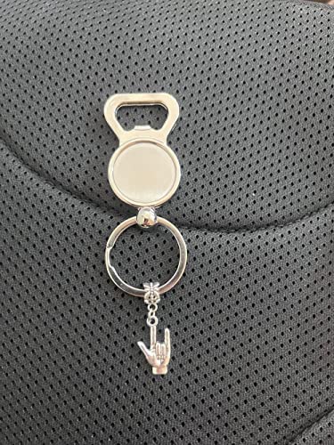 I love you sign language keychain, silver american sign keychain, love charm, ASL charm, sign language key ring,I love you ASL charm