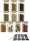 G.a HOMEFAVOR Glass Jars Set, Spice Jars with Bamboo Airtight Lids and Labels, 9.2oz 10 Pcs Small Food Storage Containers for Home Kitchen, Tea, Herbs, Sugar, Salt, Coffee, Herbs, Grains