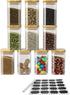 G.a HOMEFAVOR Glass Jars Set, Spice Jars with Bamboo Airtight Lids and Labels, 9.2oz 10 Pcs Small Food Storage Containers for Home Kitchen, Tea, Herbs, Sugar, Salt, Coffee, Herbs, Grains