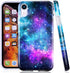 CutebriCase Apple iPhone XR Phone Case, Soft TPU Shockproof Fallproof Silicone Protective Cover Shell (Blue Purple Space Galaxy Nebula Design)