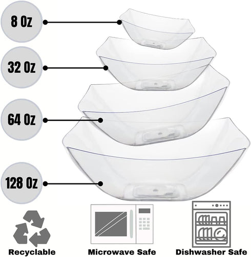 Exquisite Pack Of 12 Disposable Plastic Serving Bowls For Parties | 8 oz Clear Plastic Bowls For Parties I Disposable Serving Bowls For Salad Bar Buffet Containers | Small Serving Bowls For Candy