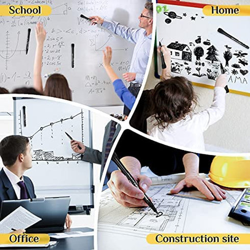 Magnetic Dry Erase Markers Fine Point - 12 Pack White board Markers with Eraser Cap for Kids, Black Low Odor Erasable Ultra Fine Tip Dry Erase Whiteboard Markers - School & Office Supplies