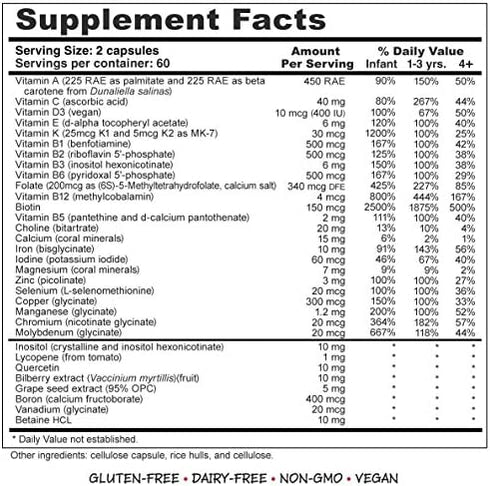 Super Mini-Multi - Children's Multivitamin Swallowable Capsules with Methyl Folate, Methyl B12 and Coenzyme B Vitamins for Growth, Focus, Brain Health (120 Capsules)